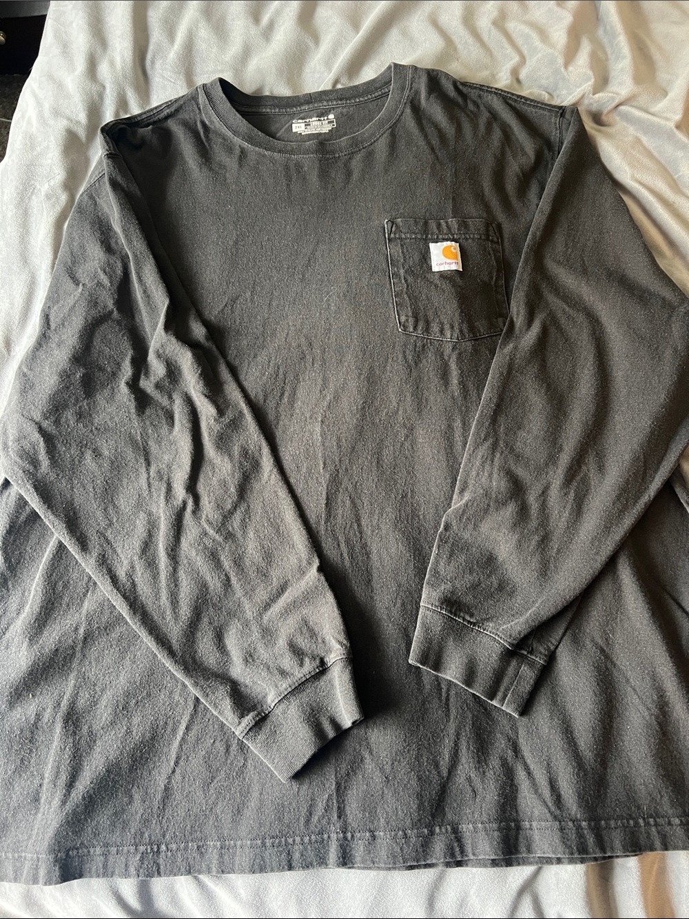 Carhartt Black Long-Sleeve Pocket Tee with Logo Patch